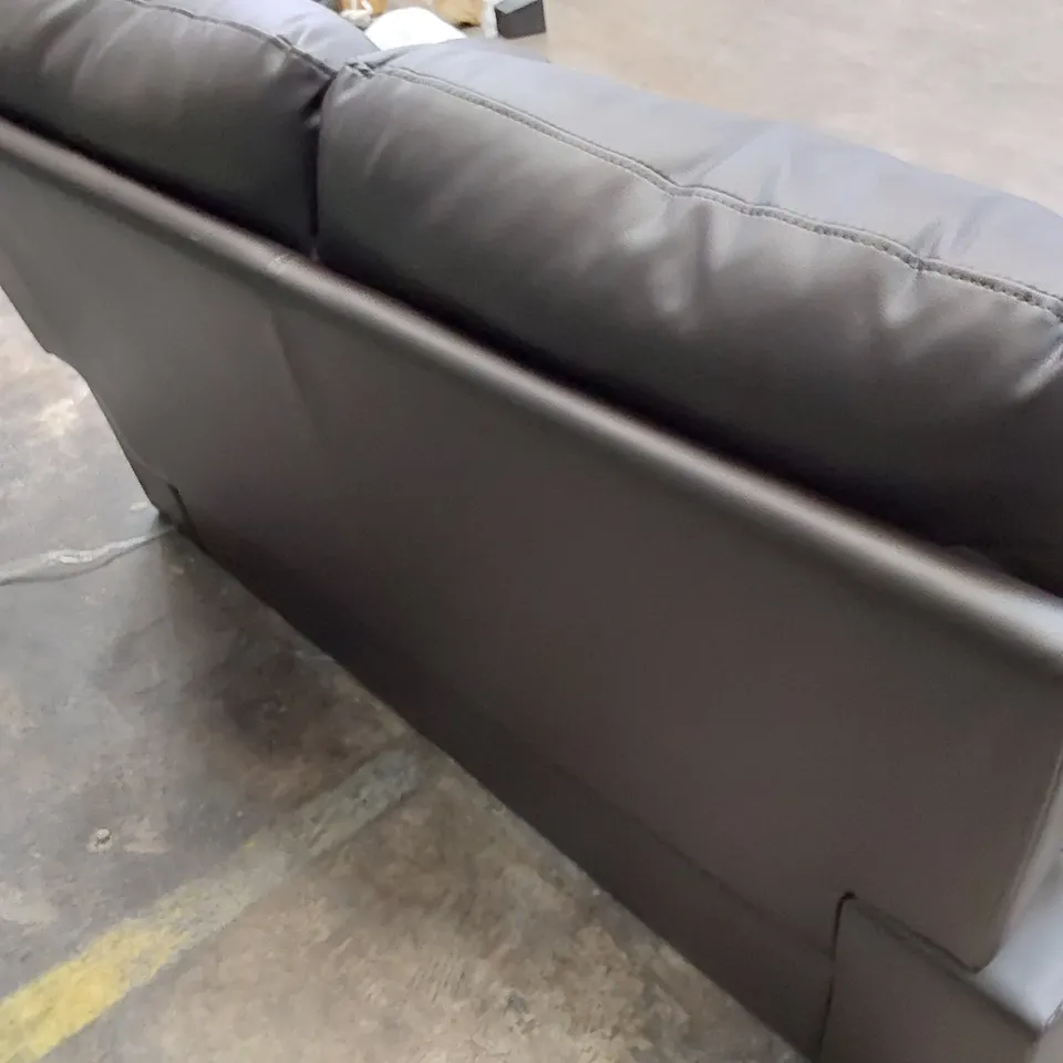 DESIGNER 2 SEATER BROWN LEATHER SOFA
