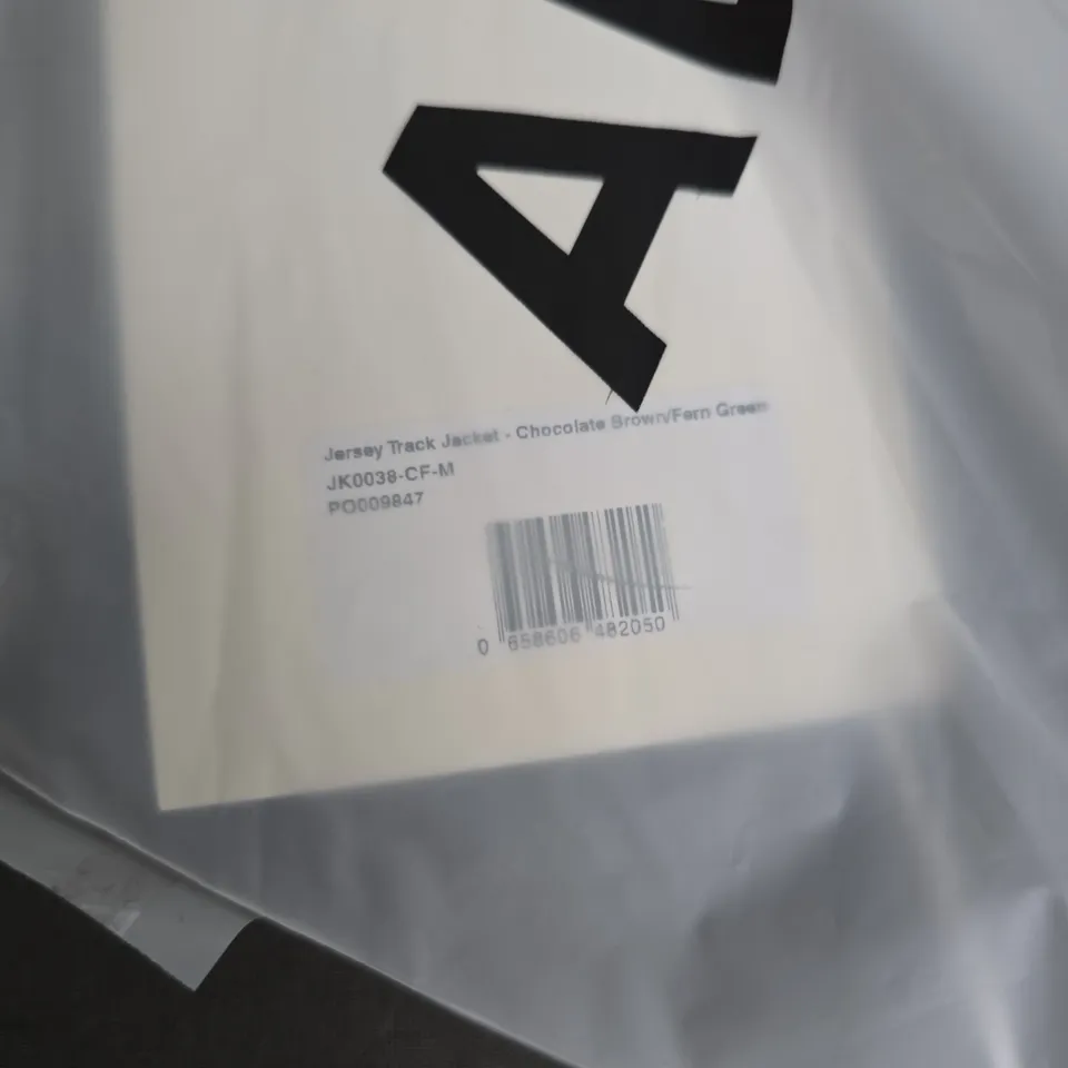 BAGGED ADANOLA JERSEY TRACK JACKET – CHOCOLATE BROWN / FERN GREEN, MEN’S, SIZE M (JK0038-CF-M)