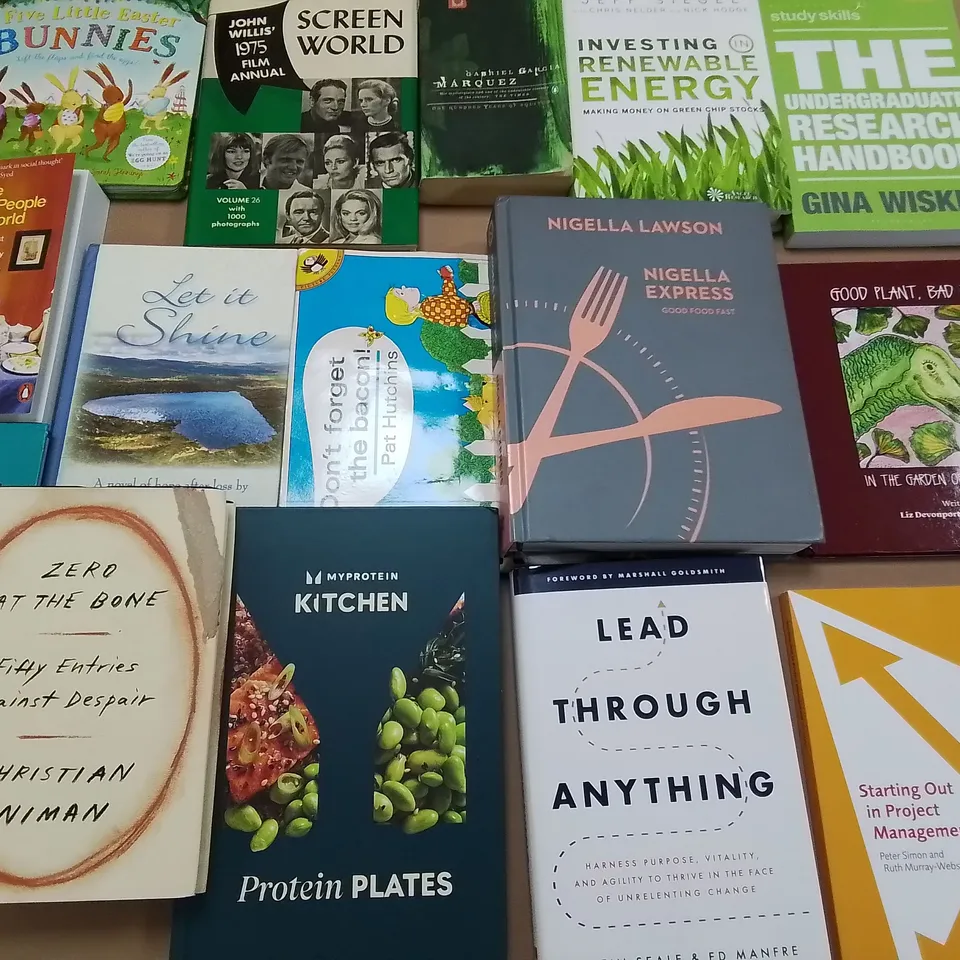 LARGE QUANTITY OF ASSORTED BOOKS TO INCLUDE VARIOUS COOKBOOKS, NOVELS AND CHILDREN'S BOOKS