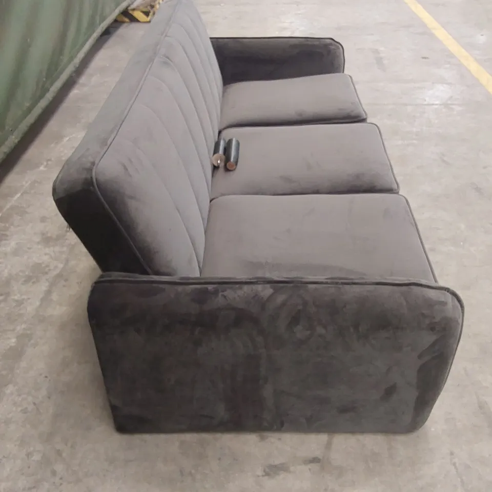 JENNIFER FABRIC COMPACT 3 SEATER SOFA - CHARCOAL VELVET