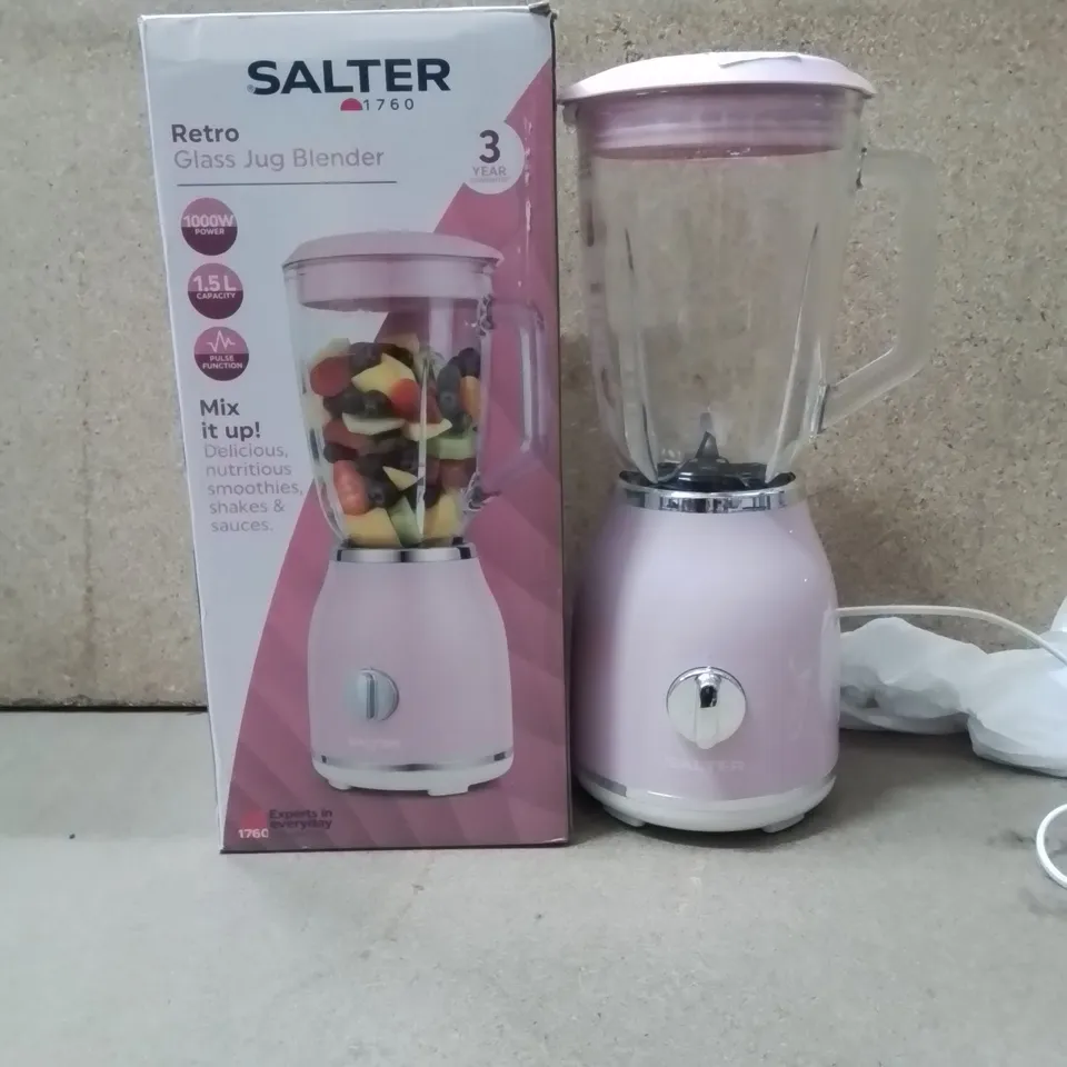 BOXED SALTER RETRO GLASS JUG BLENDER PINK 
