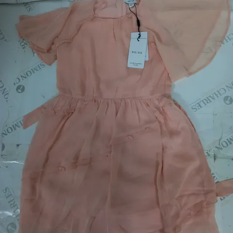 REISS AUBREY FLOATY SHEER DRESS IN SALMON PINK SIZE 8-9Y