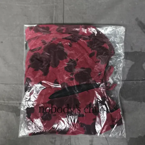 NOBODY'S CHILD PRINTED MESH TOP IN RED SIZE UK 14