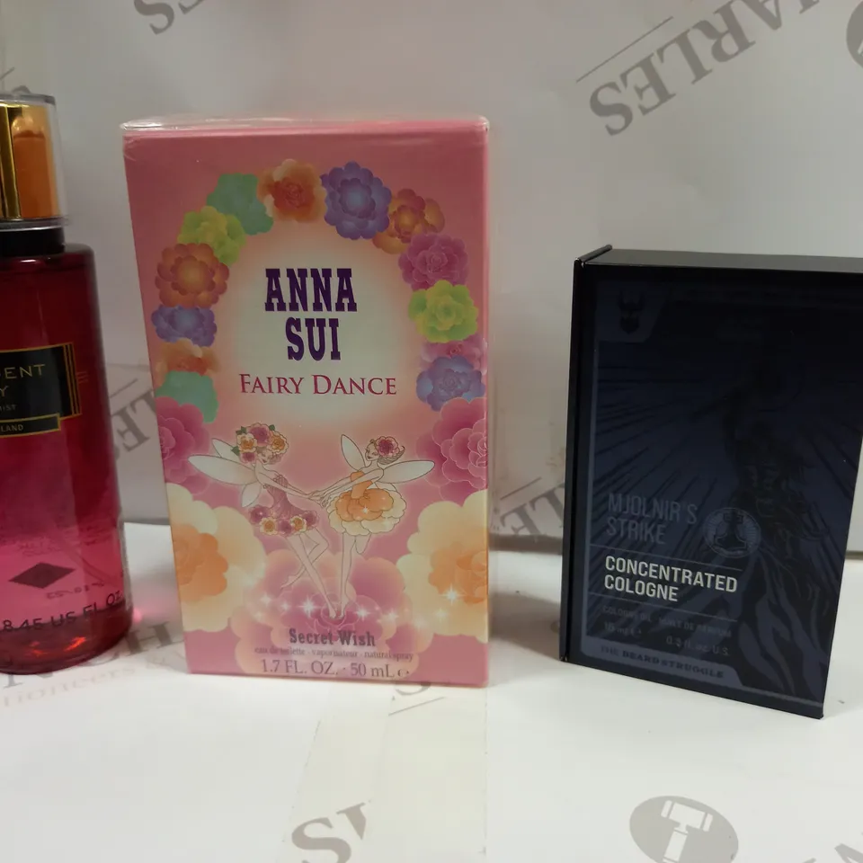 BOX OF APPROXIMATELY 10 ASSORTED FRAGRANCES TO INCLUDE RIVER ISLAND BODY MIST, ANNA SUI FAIRY DANCE, CONCENTRATED COLOGNE ETC