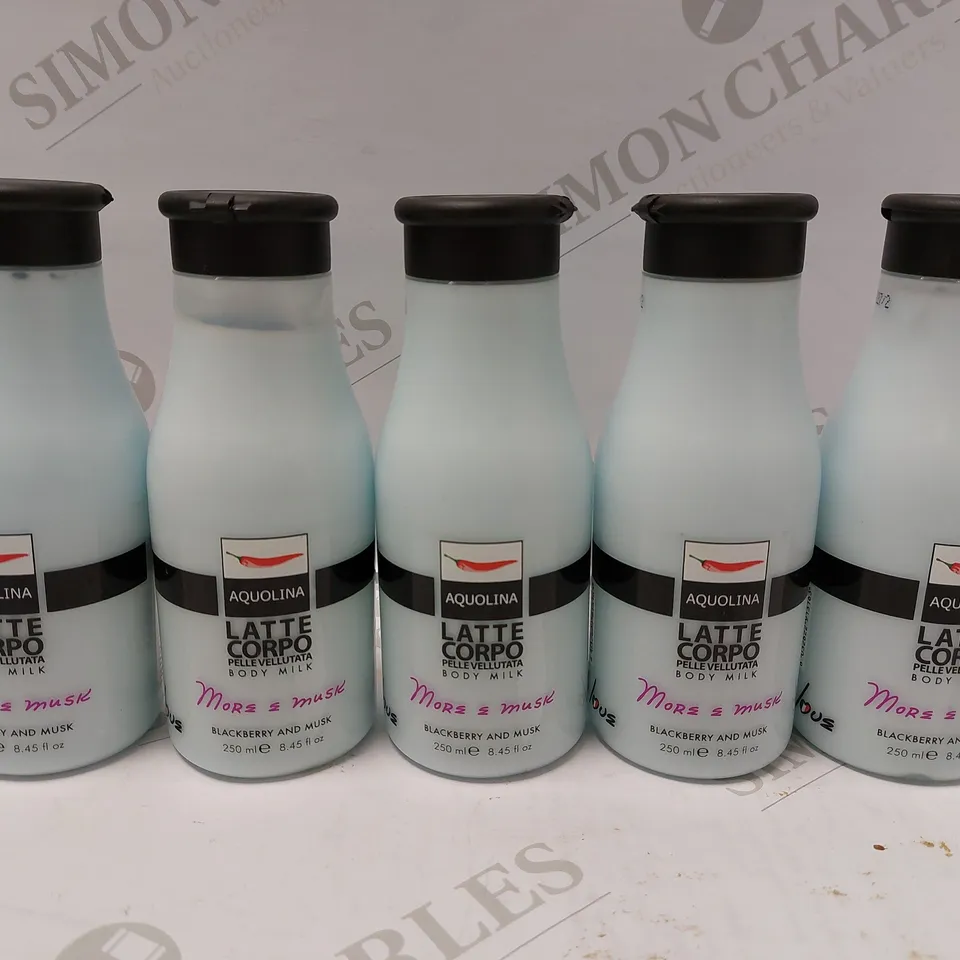 LOT OF APPROX 10 X 250ML AQUOLINA CLASSICA LATTE CORPO BLACKBERRY/MUSK BODY MILK 