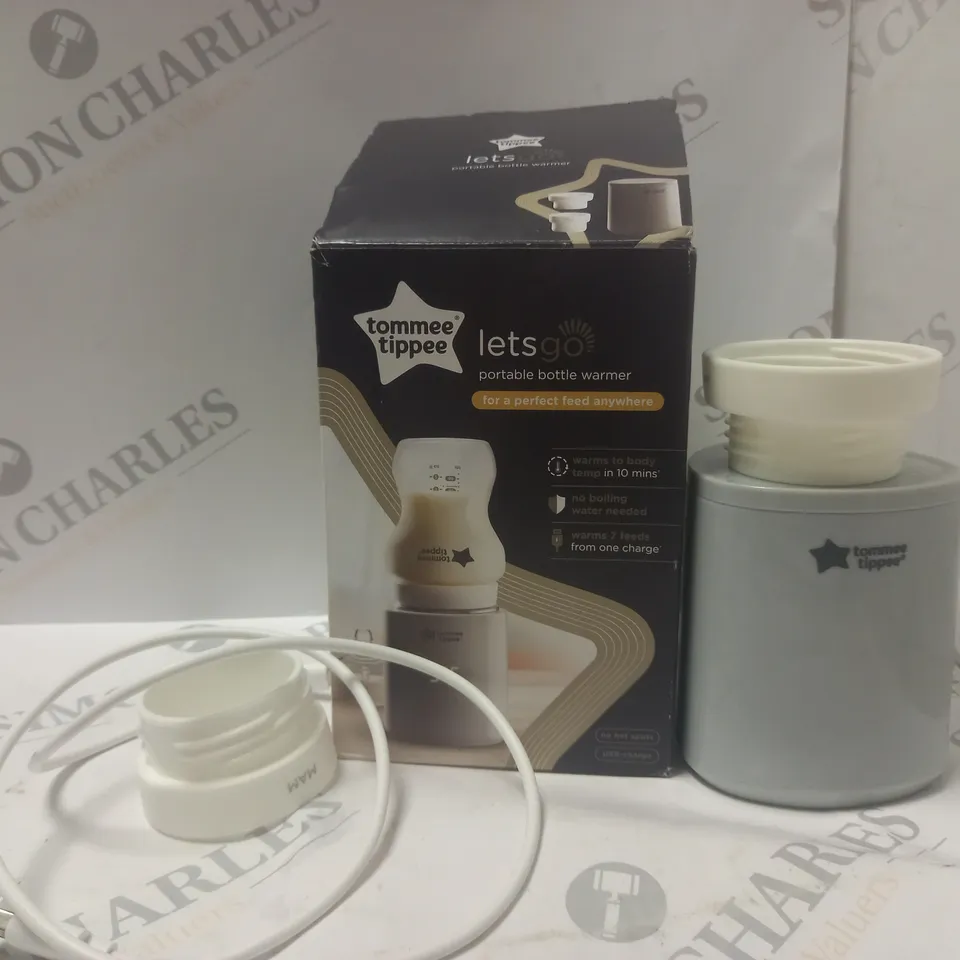 BOXED TOMMEE TIPPEE LETS GO P;ORTABLE BOTTLE WARMER