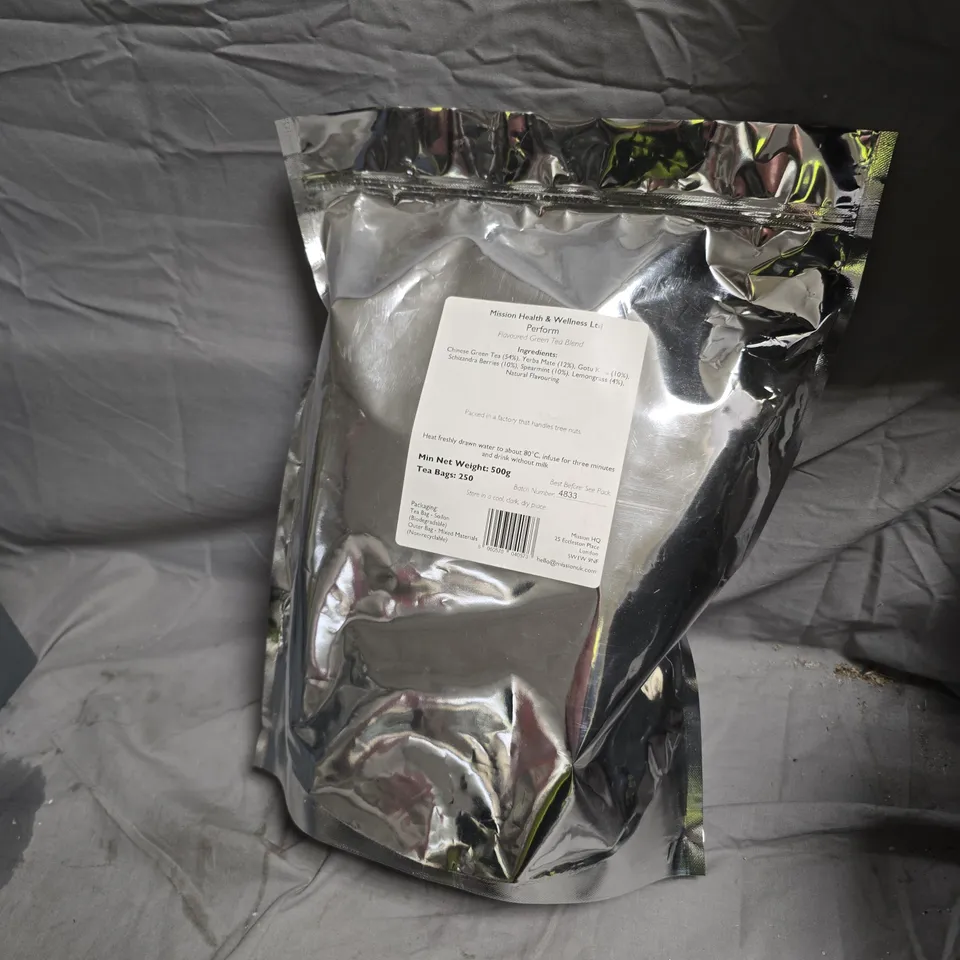 MISSION HEALTH & WELLNESS LTD PERFORM FLAVOURED GREEN TEA BLEND – 500G (250 TEA BAGS)