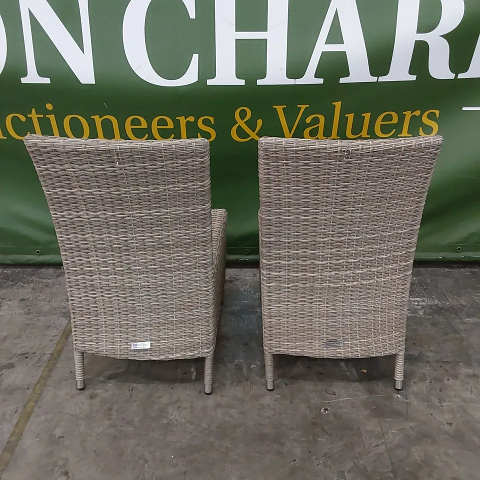 SET OF 2 DESIGNER GREY RATTAN DINING CHAIRS