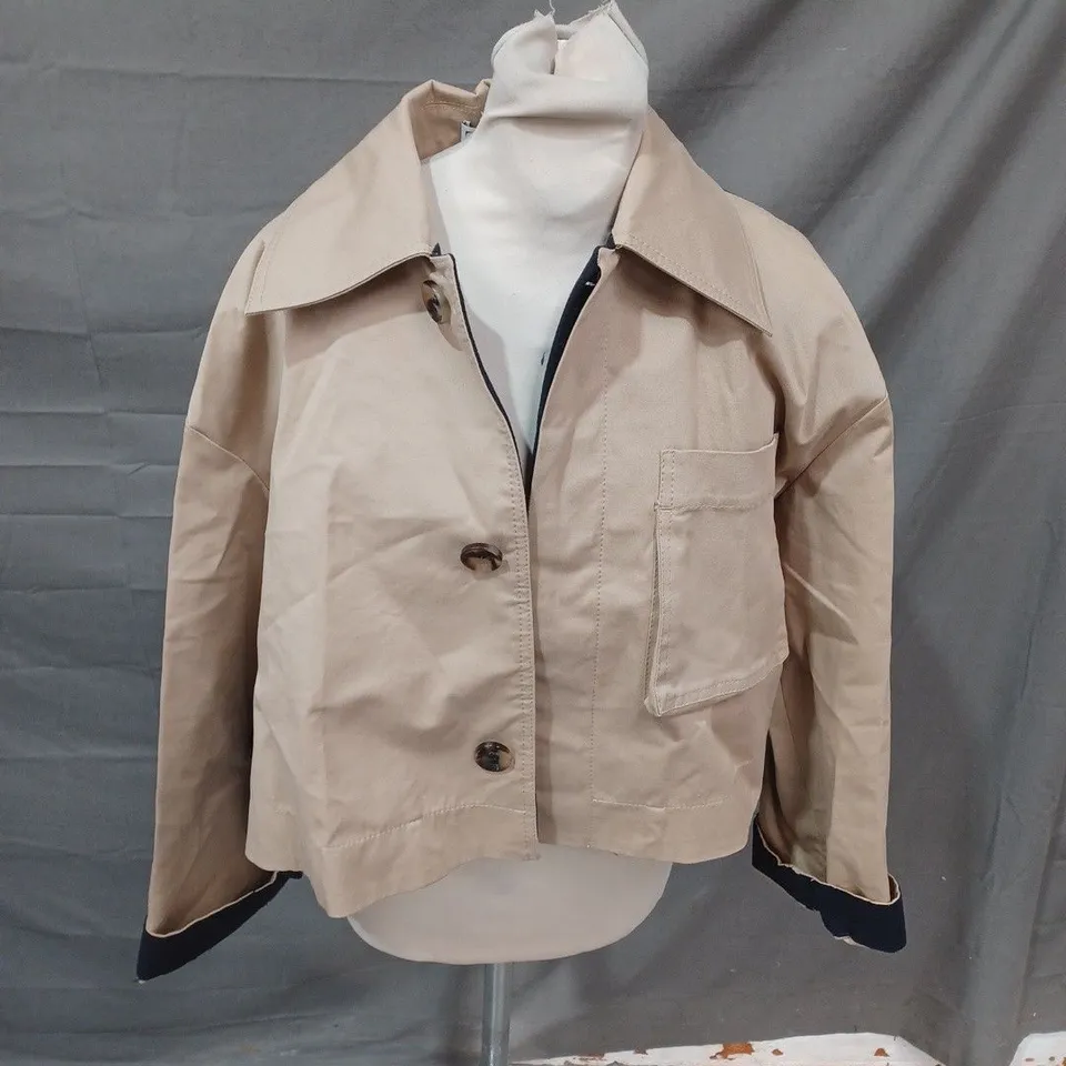 ZARA BEIGE BUTTON UP JACKET - EUR XS