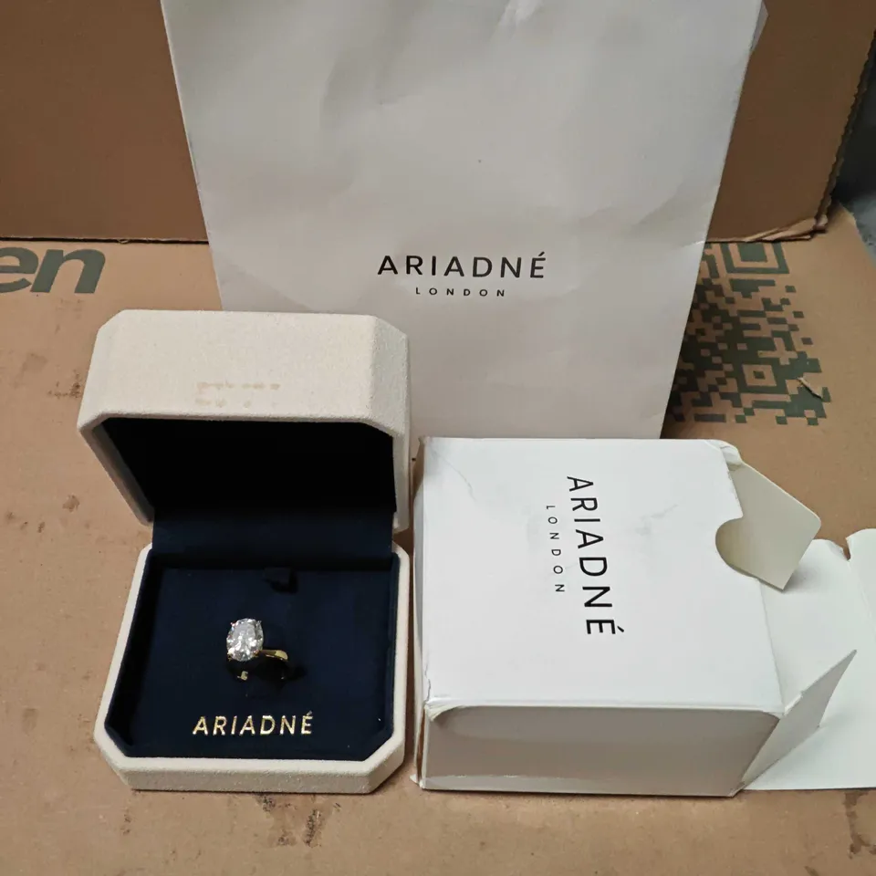 BOXED ARIADNE LONDON GOLDTONE RING WITH STONE - S925 STAMP