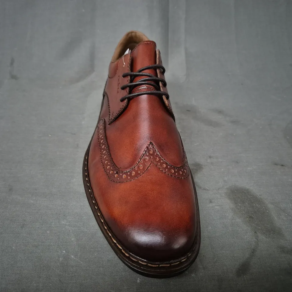 BOXED PAIR OF RIEKER SHOES IN BROWN EU SIZE 44