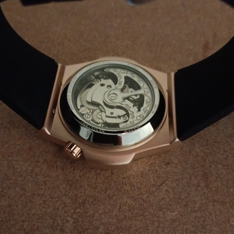 BERNARD REINHARDT ROSE GOLD SKELETON DIAL WRISTWATCH – BOXED 