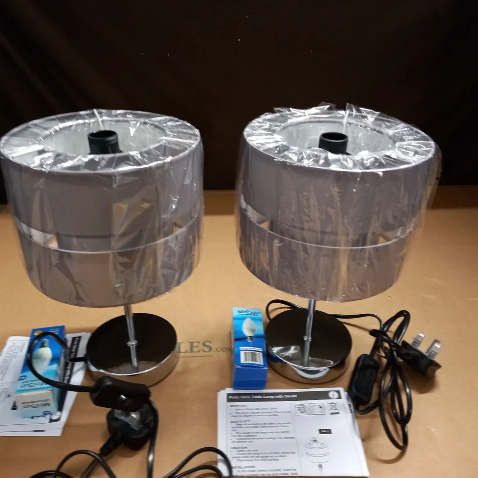 LOT OF 2 PINTO STICK TABLE LAMPS WITH SHADE