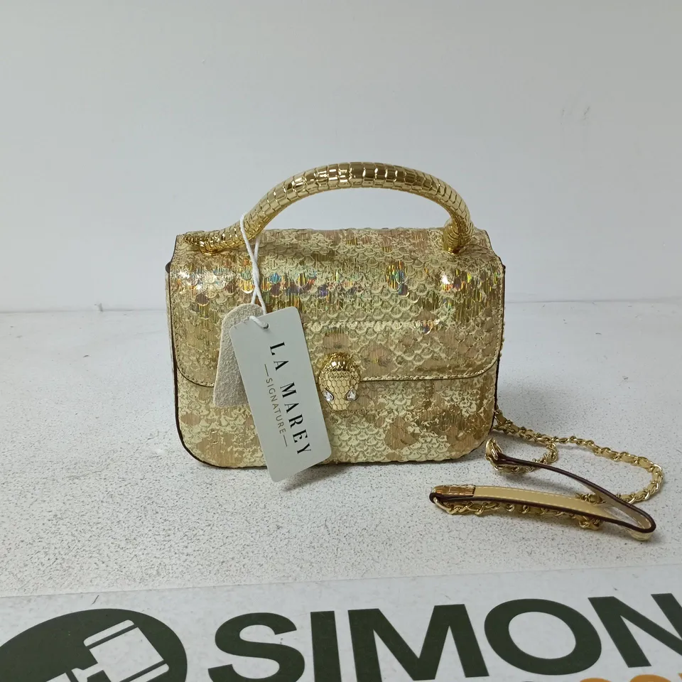 LA MAREY SIGNATURE GOLD SEQUIN HANDBAG – CHAIN STRAP