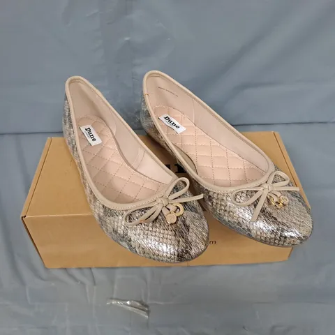 BOXED PAIR OF DUNE CHARM TRIM BALLET SHOES - UK SIZE 7