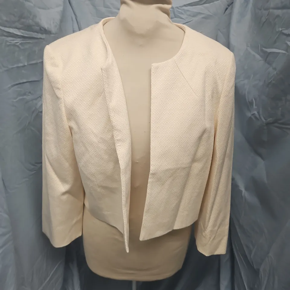 HOBBS LONDON CREAM TEXTURED JACKET – UK 14
