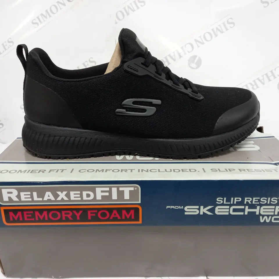 SKETCHERS SQUAD WORK SLIP RESISTANT TRAINERS BLACK SIZE 5