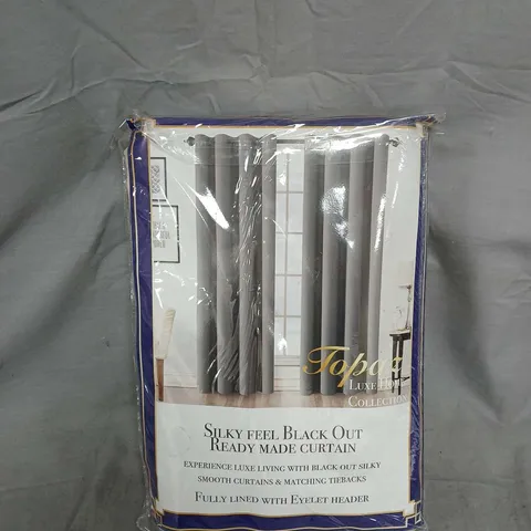 TOPAZ SILK-FEEL BLACKOUT READY-MADE CURTAIN – EYELET HEADER, FULLY LINED