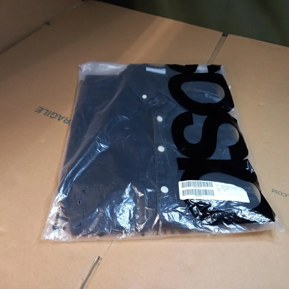 PACKAGED ASOS BLACK STRETCH SLIM DENIM SHIRT  - MEDIUM