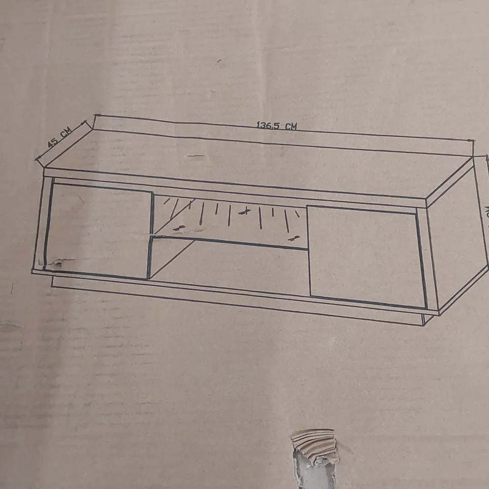 BOXED GFW POLAR HIGH GLOSS LED LARGE TV UNIT - WHITE (1 BOX)