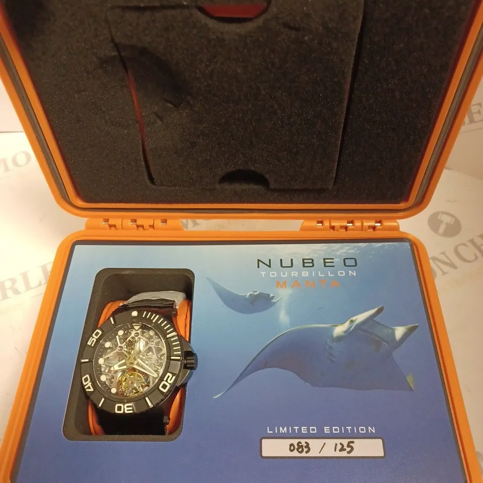 BOXED NUBEO LIMITED EDITION 83/125 BLACK WATCH 
