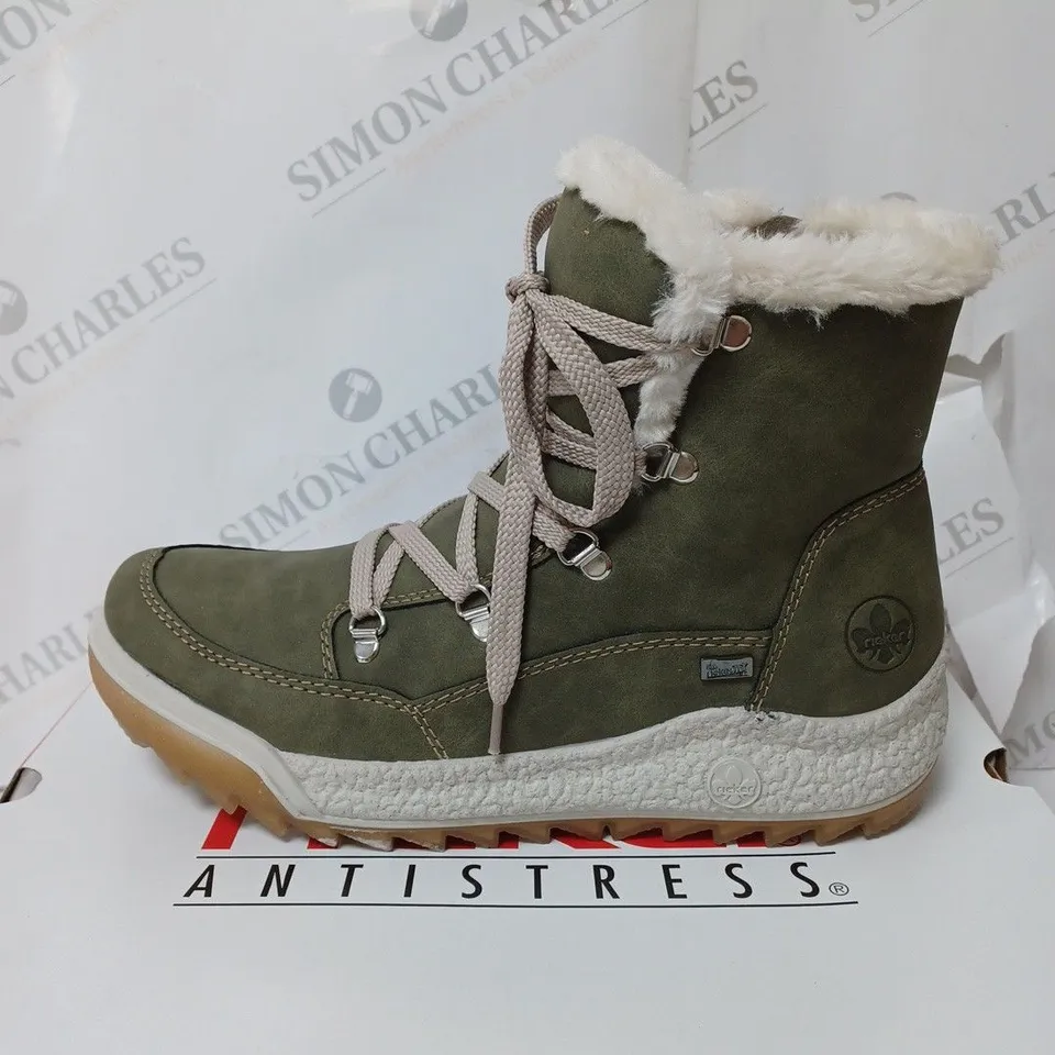 BOXED RIEKER WARM HIKING BOOTS, KHAKI - SIZE 7.5