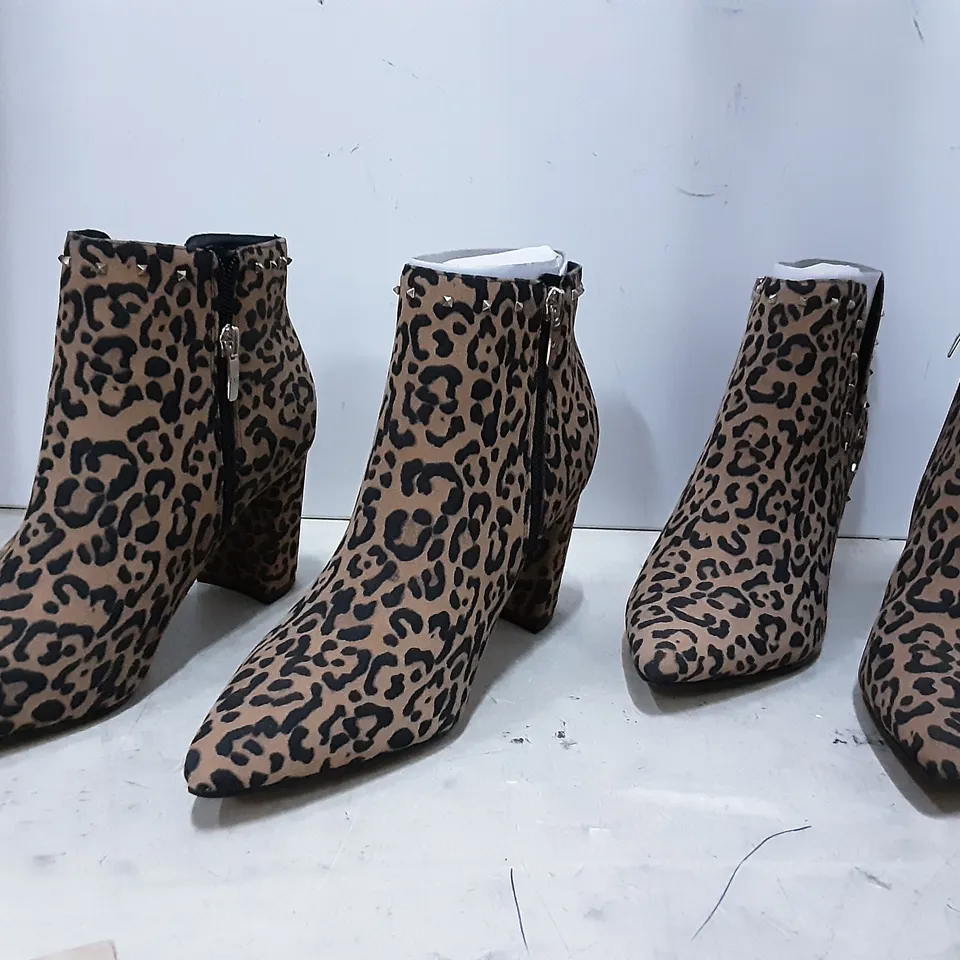 BOXED 2 PAIRS MARC FISHER LEOPARD BOOTS , SIZE 5.5