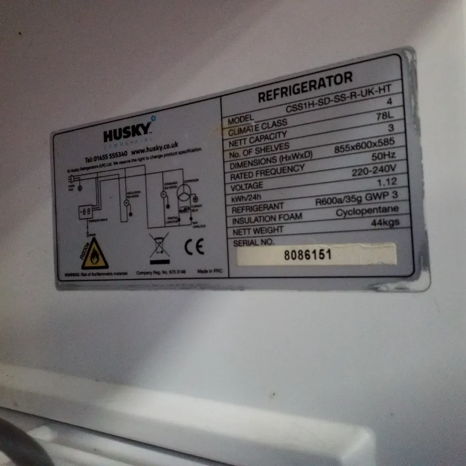 HUSKY CSS1H-SD-SS-R-UK-HT UNDER COUNTER COMMERCIAL FRIDGE