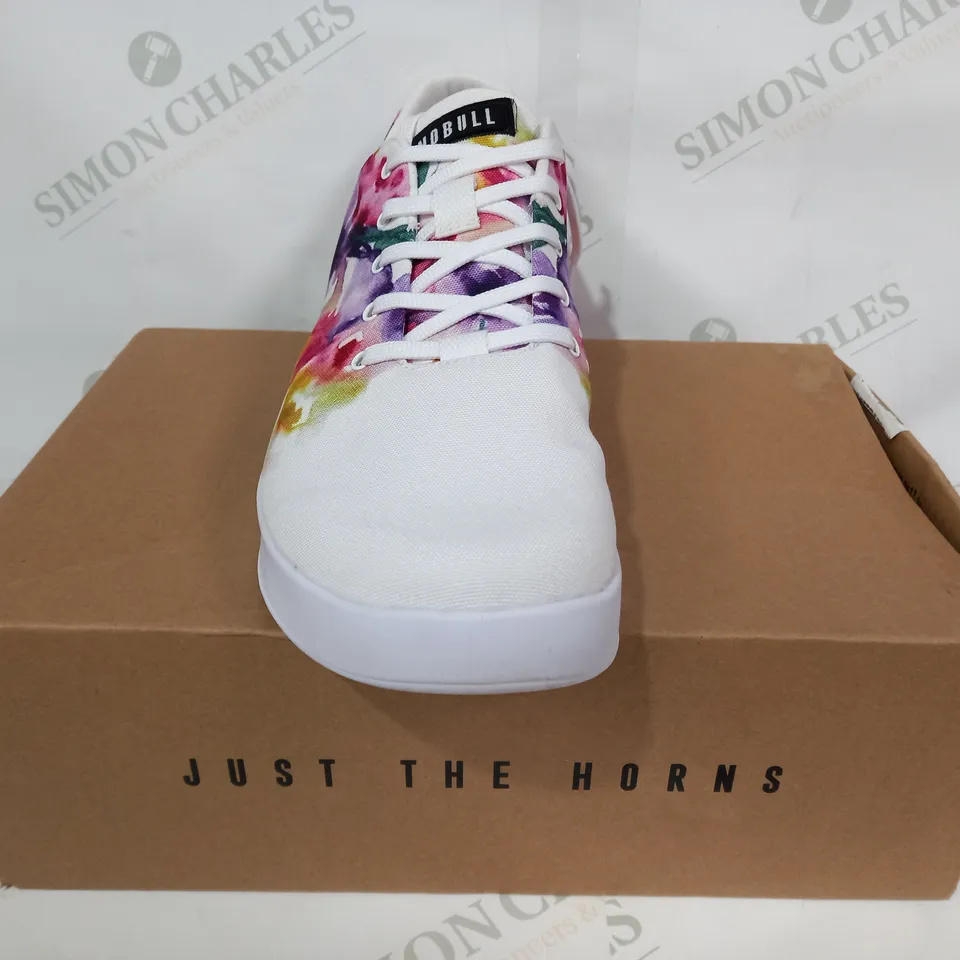 BOXED PAIR OF NOBULL CANVAS TRAINERS IN MULTICOLOUR UK SIZE 11.5