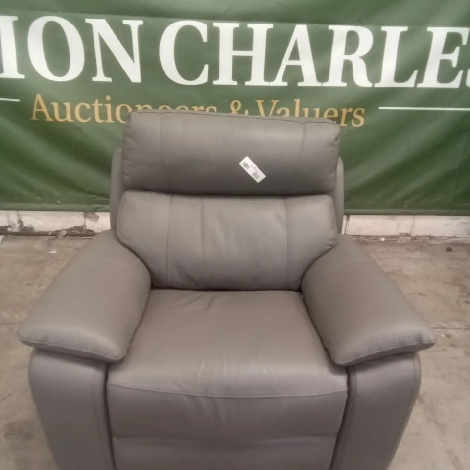 QUALITY ITALIAN DESIGNER PATRIZIO SMALL ARMS ELECTRIC RECLINER CHAIRS - ANTHRACITE GREY LEATHER
