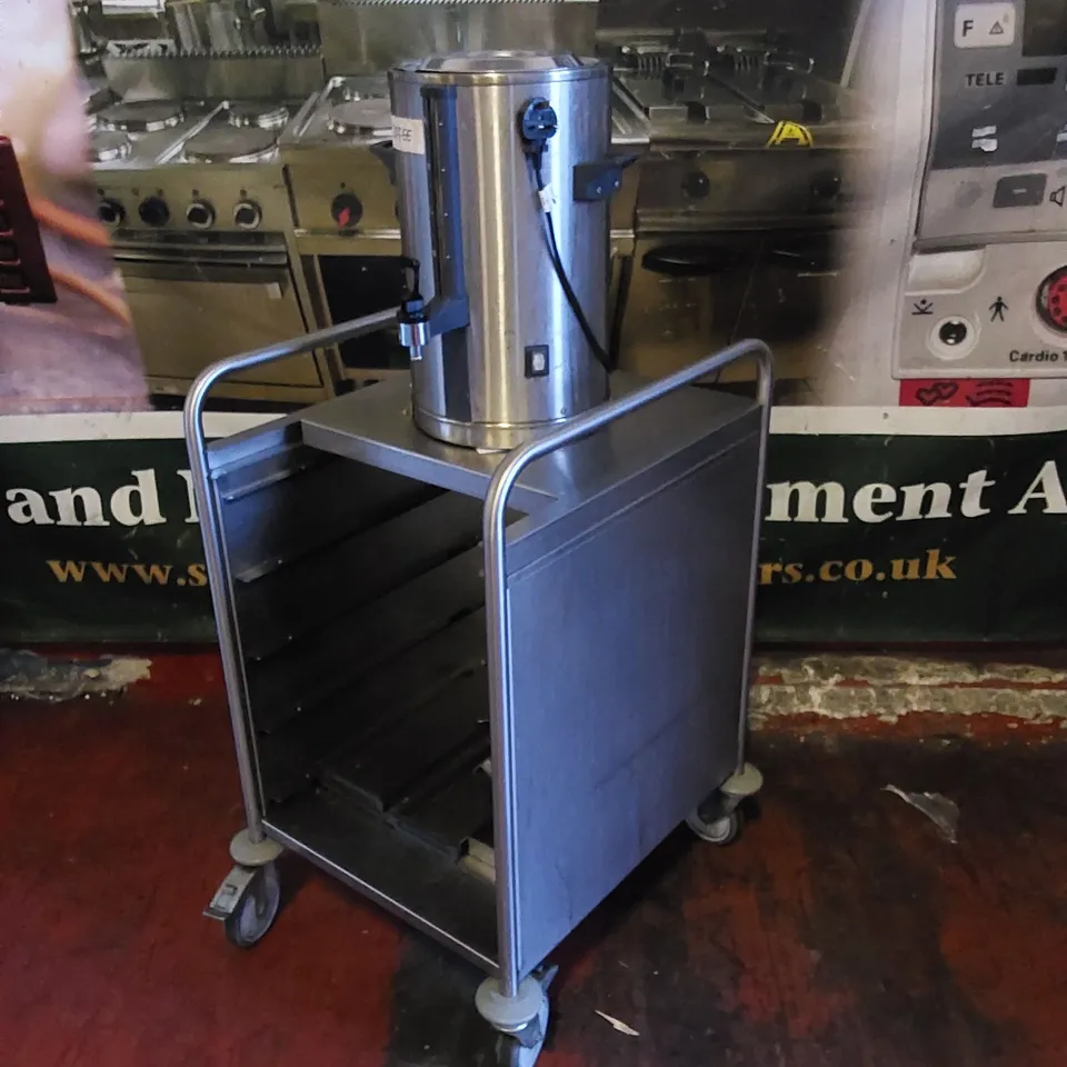 COMMERCIAL STAINLESS STEEL CATERING TROLLEY WITH HOT WATER BOILER / COFFEE DISPENSER 