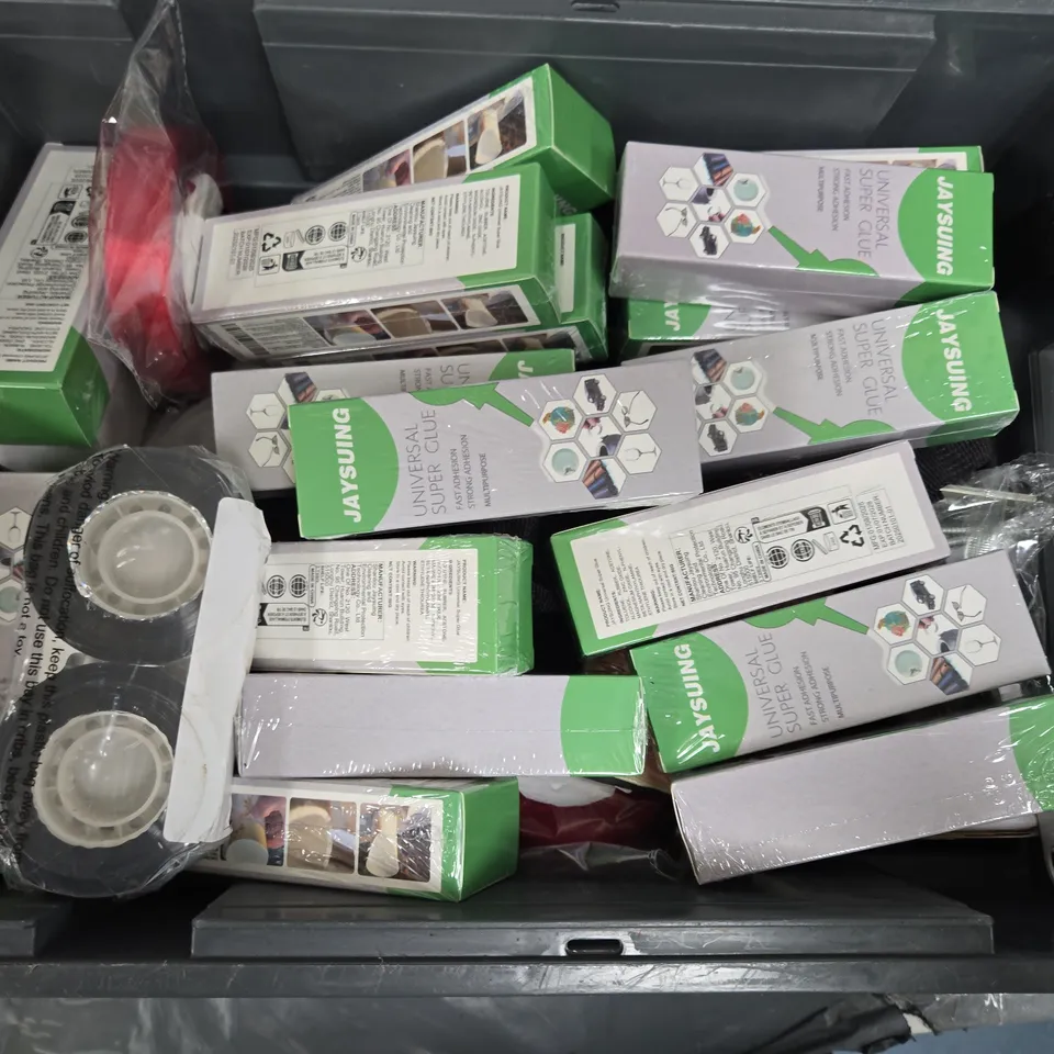 APPROXIMATELY 12 ASSORTED HOUSEHOLD ITEMS TO INCLUDE HARD AS NAILS HIGH POWER ADHESIVE, CAPSULE FUZZER, UNIVERSAL SUPER GLUE, ETC