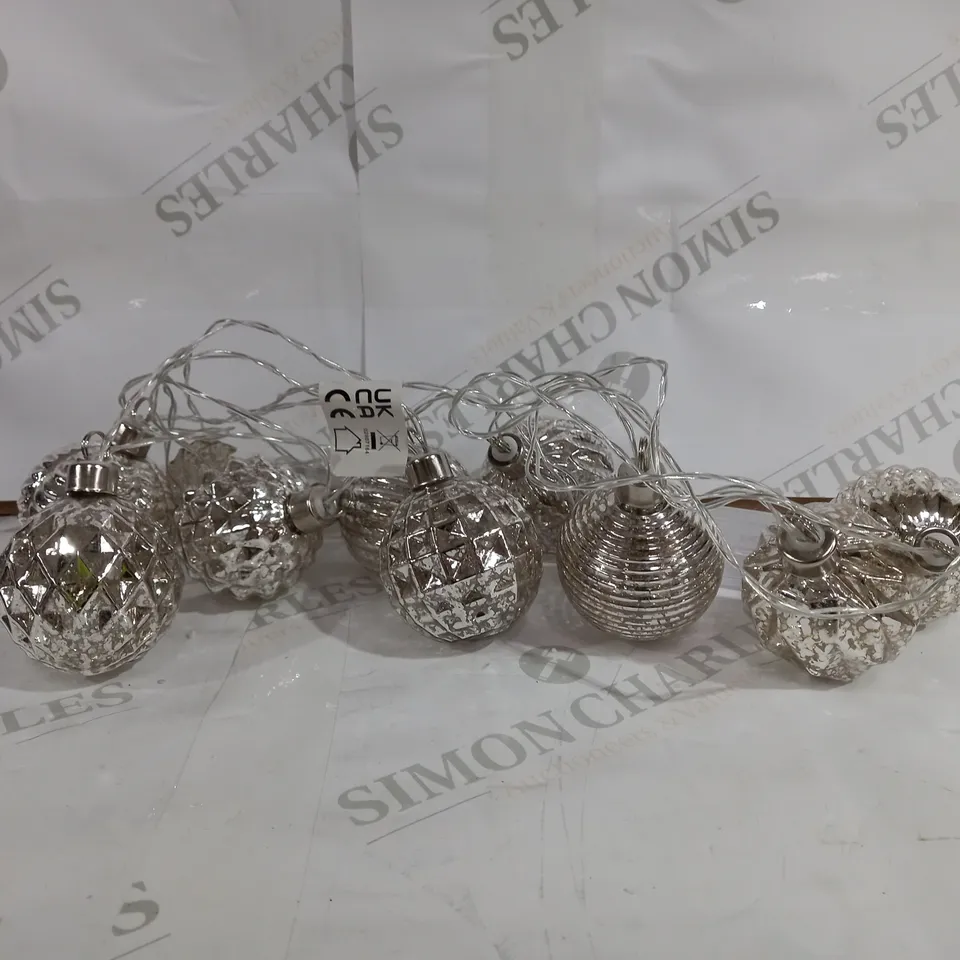 ALISON CORK MERCURY GLASS SET OF 10 BAUBLE LIGHT STRAND