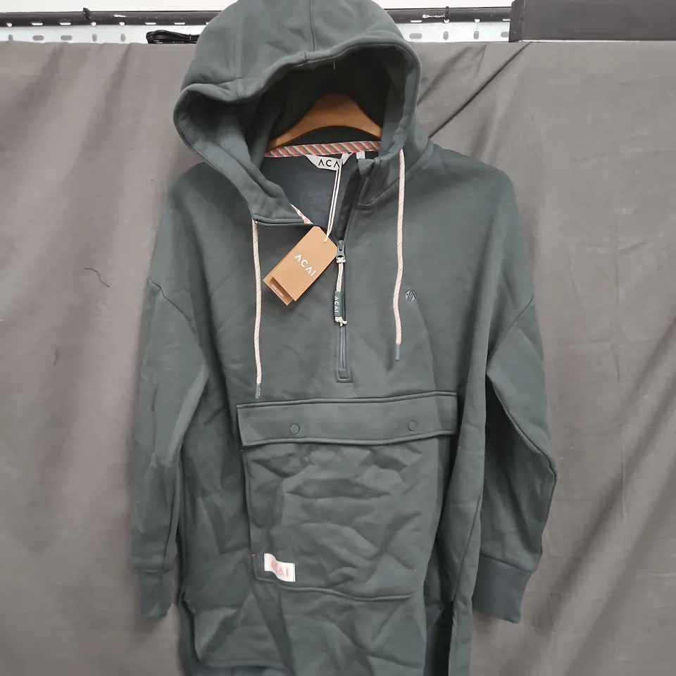 ACAI WILD LONGLINE HOODIE IN LAUREL GREEN - UK 10