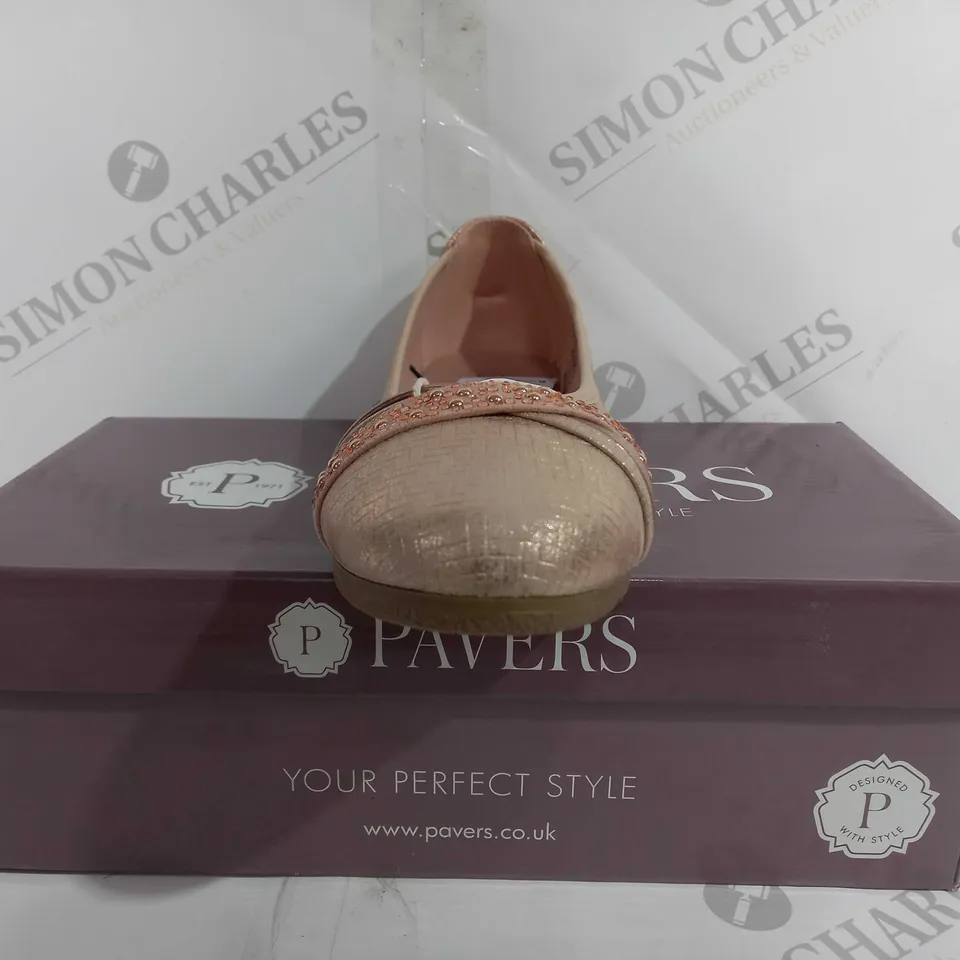BOXED PAVERS ROSE GOLD SLIP ON SHOES - SIZE 3