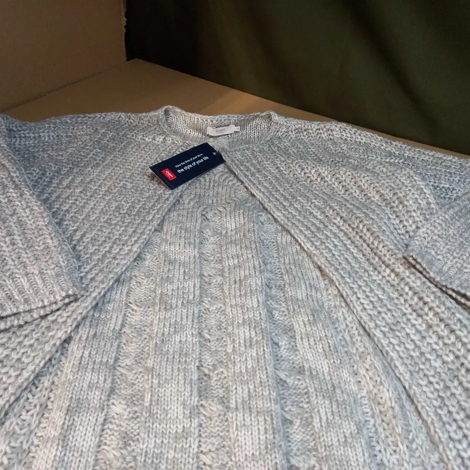 COTTON TRADER GREY MARL KNITTED CARDIGAN - SIZE 14