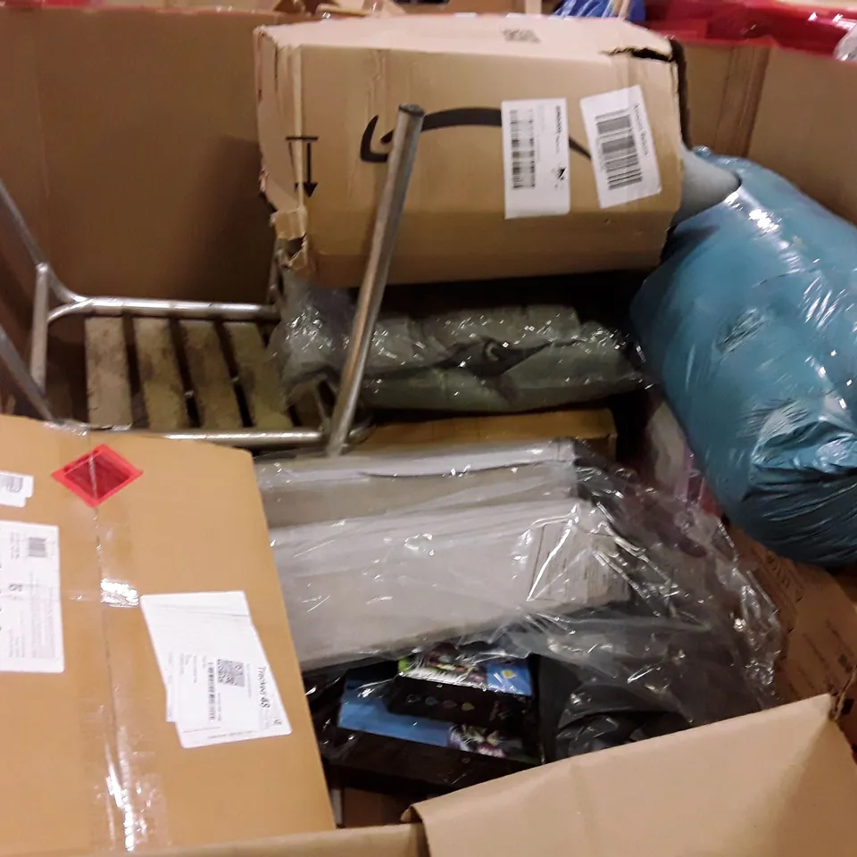 PALLET CONTAINING ASSORTED PRODUCTS INCLUDING BABY PLAYPEN, 16" PIZZA PEEL, DOG TOY TREAT DISPENSER BALLS, LAUNDRY CABINET & WAX MELTER