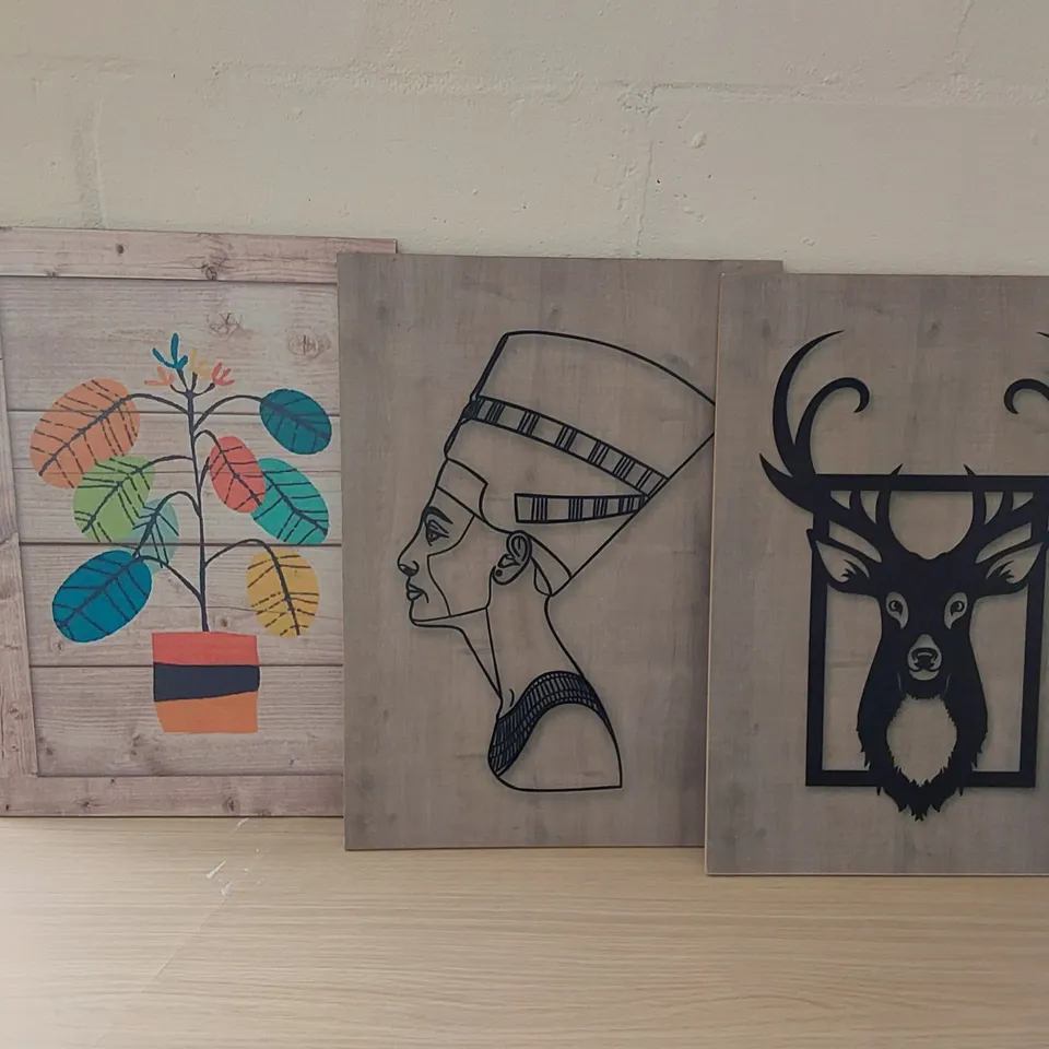 10 X BRAND NEW BOXED DECORATIVE WOODEN PANEL PIECES - DESIGNS VARY