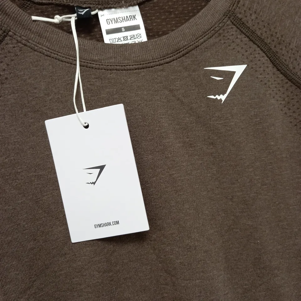 GYMSHARK VITAL SEAMLESS 2.0 LIGHT-SHIRT IN BROWN MARL - SMALL