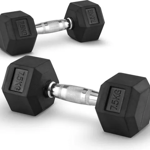 HEXBELL 7.5 DUMBBELL SHORT DUMBBELL PAIR 7.5 KG 