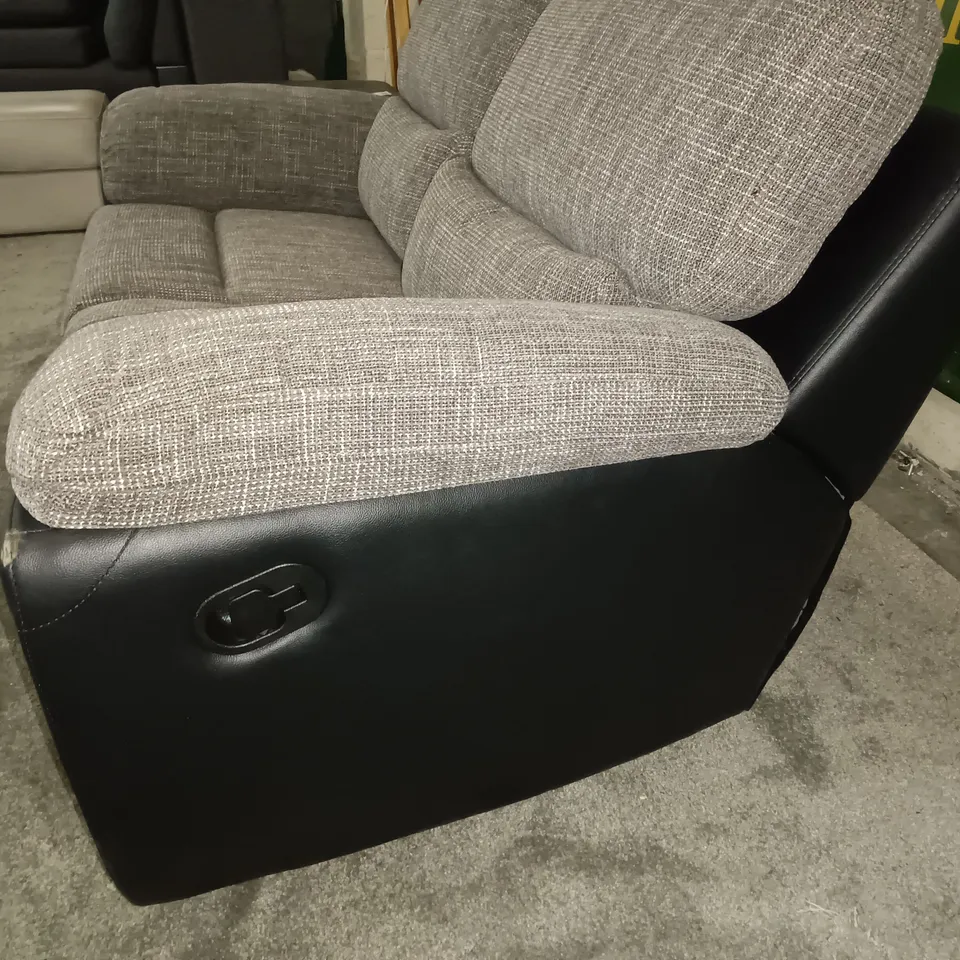 TWO-TONE GREY & BLACK MANUAL RECLINING 2-SEATER SOFA