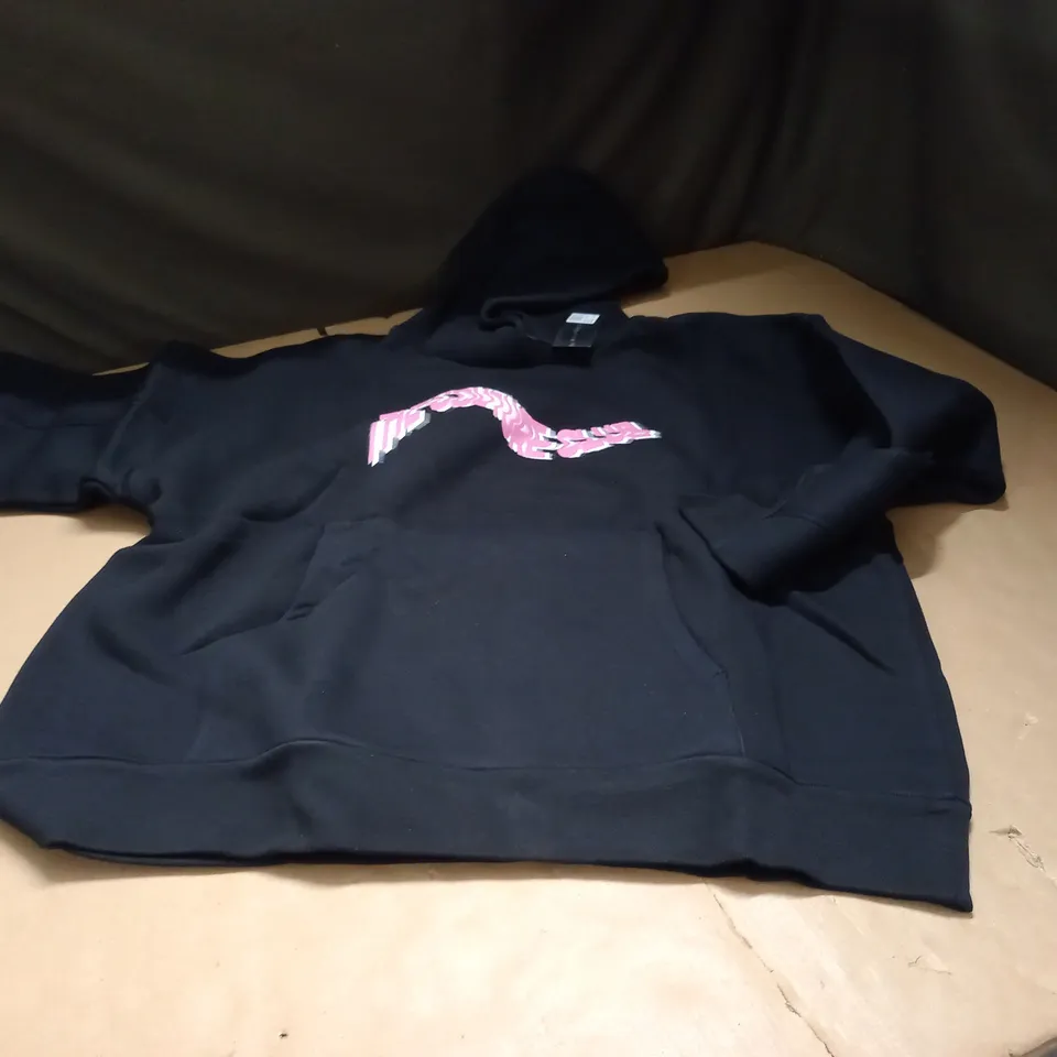 SWOOSH GRAPHIC OVERSIZED BLACK HOODIE