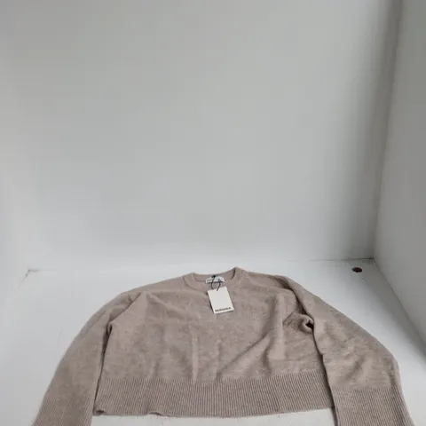 BERSHKA BEIGE KNIT JUMPER – SIZE L (EUR L)