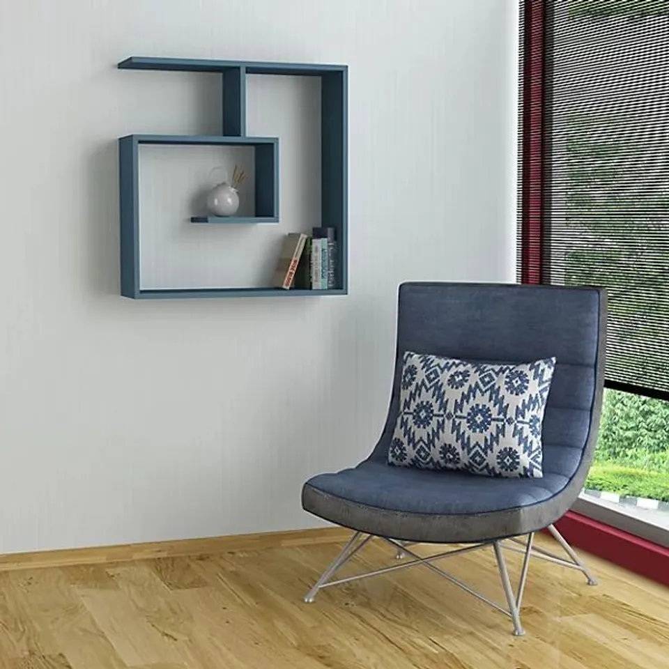 BOXED LABY STYLISH MODERN ABSTRACT SHELVING UNIT IN TURQUOISE 