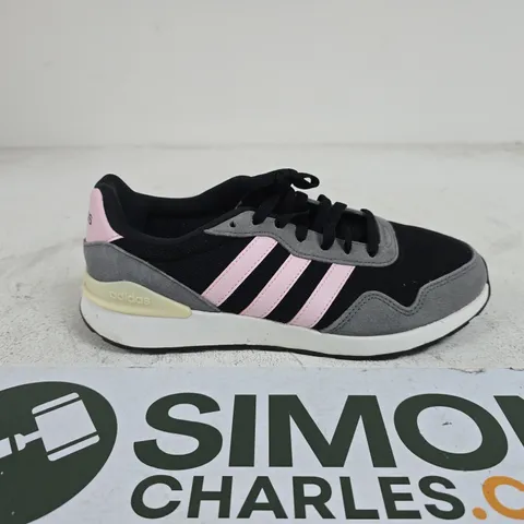 ADIDAS BLACK/PINK TRAINERS SIZE 6 UNBOXED