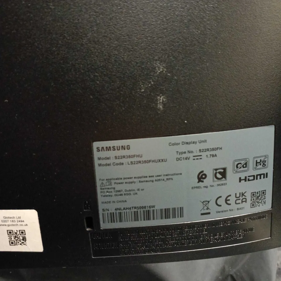 SAMSUNG S22R350FHU 22-INCH MONITOR – BLACK