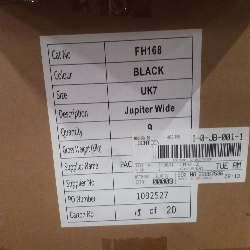 BOX CONTAINING APPROXIMATELY 9 PAIRS OF BRAND NEW SIMPLY BE BLACK JUPITER WIDE MESH SLINGBACK FLATS - SIZE 7