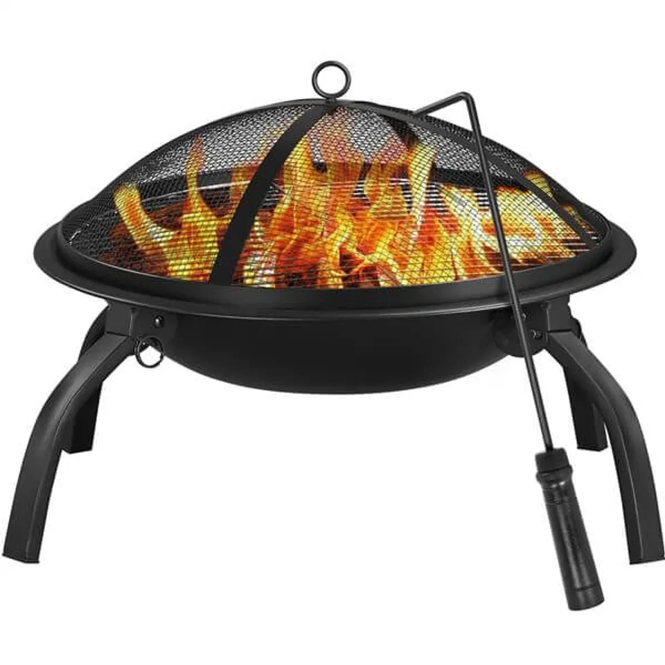 BOXED ROUND IRON WOOD BURNING SMOKELESS FIRE PIT - BLACK