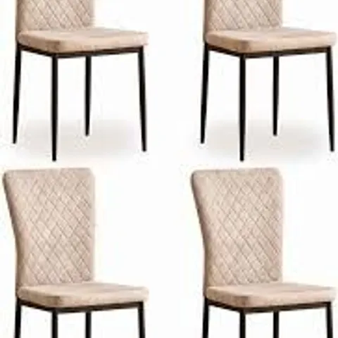 BOXED SET OF 4 LIVING ROOM CHAIRS DINING CHAIRS WITH SUEDE, HIGH BACK, METAL FRAME AND MODERN LATTICE DESI