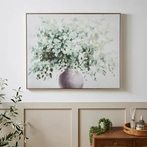 BOXED CHURCHGATE GREEN FLORALS FRAMED CANVAS // SIZE: H 80cm X W 100cm X D 3.7cm